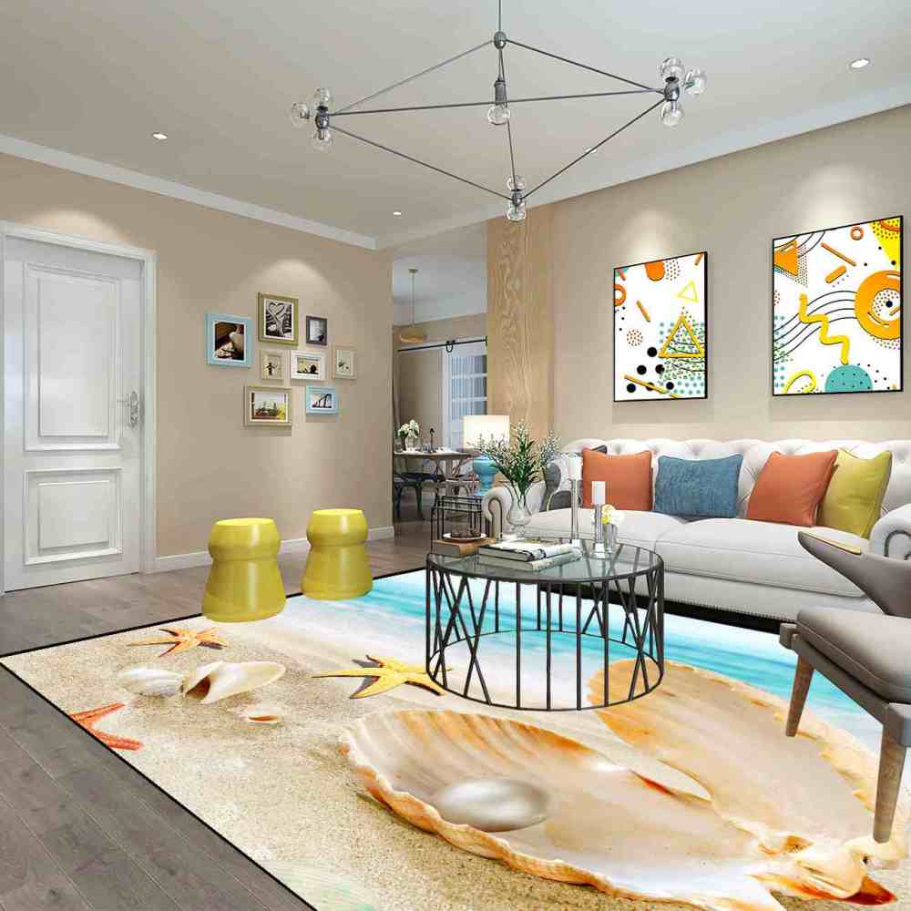 Pearl Seashell Beach Area Rug Coastal Bedroom Decor | CozyLil