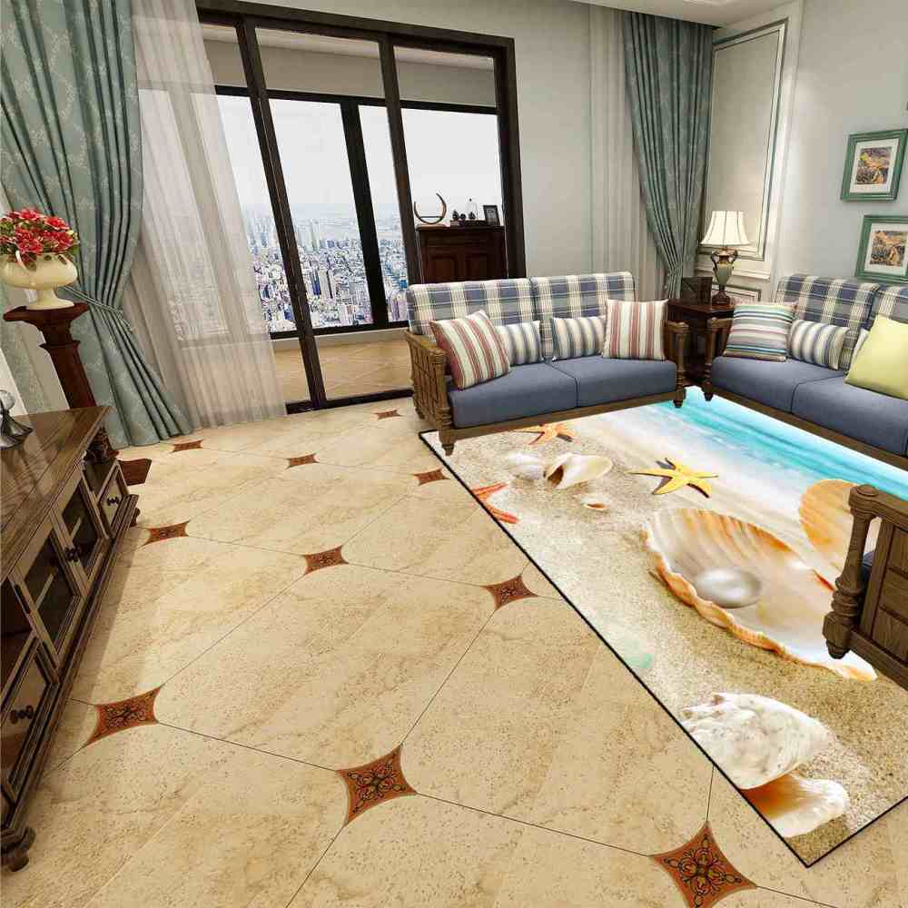 Pearl Seashell Beach Area Rug Coastal Bedroom Decor | CozyLil