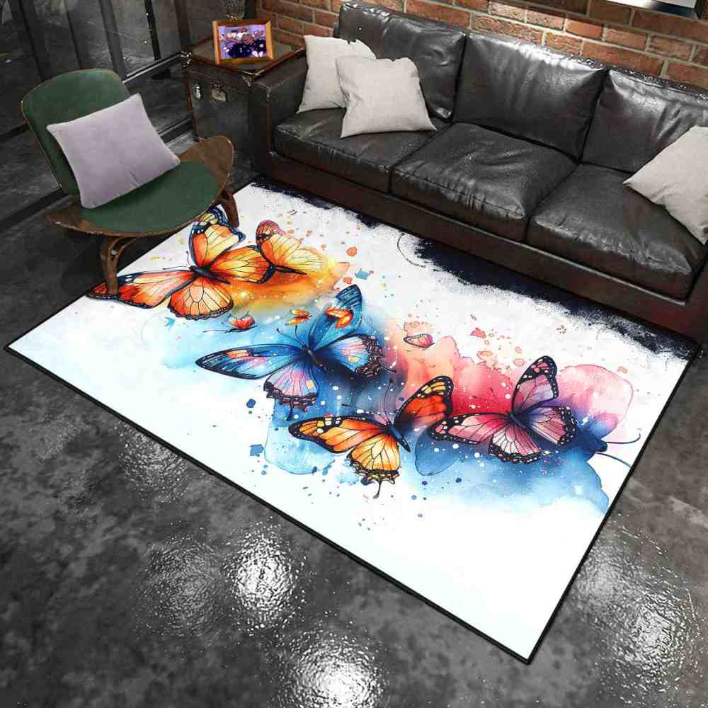 Watercolor Splash Butterfly Toddler Girls Area Rug | CozyLil