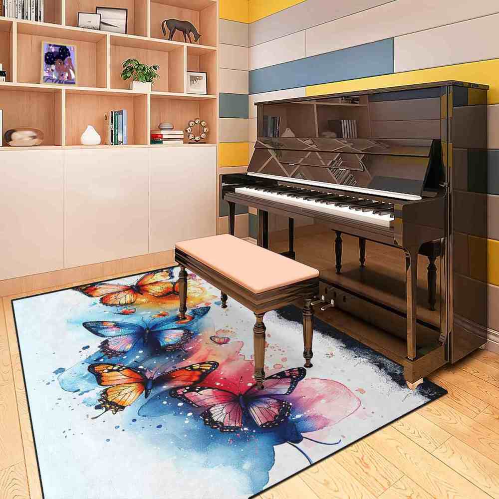 Watercolor Splash Butterfly Toddler Girls Area Rug | CozyLil