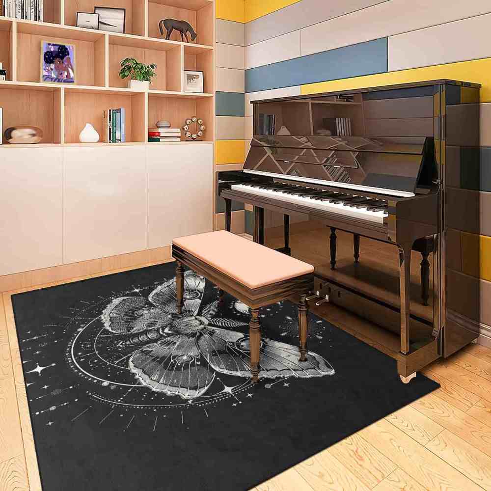 Celestial Moon Moth Area Rug Teen Girls Bedroom Mat | CozyLil