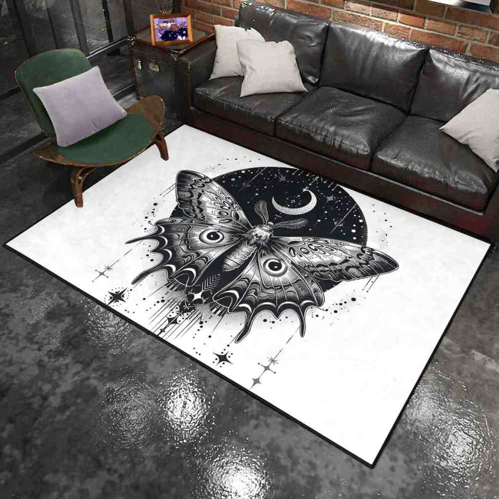 Mystic Geometry Moth Area Rug Kids Room Floor Mat | CozyLil