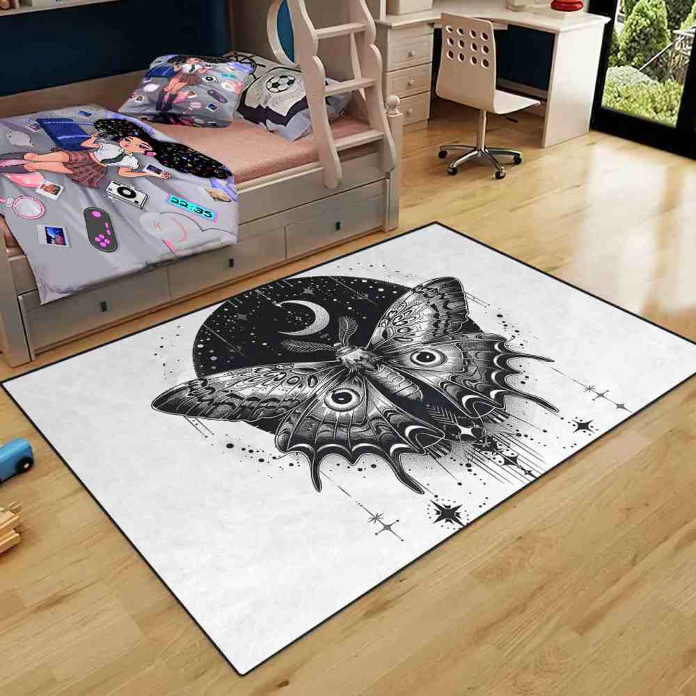 Mystic Geometry Moth Area Rug Kids Room Floor Mat | CozyLil