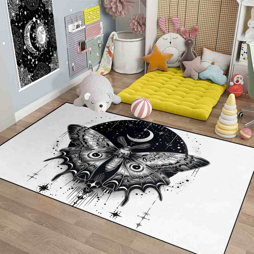 Mystic Geometry Moth Area Rug Kids Room Floor Mat | CozyLil