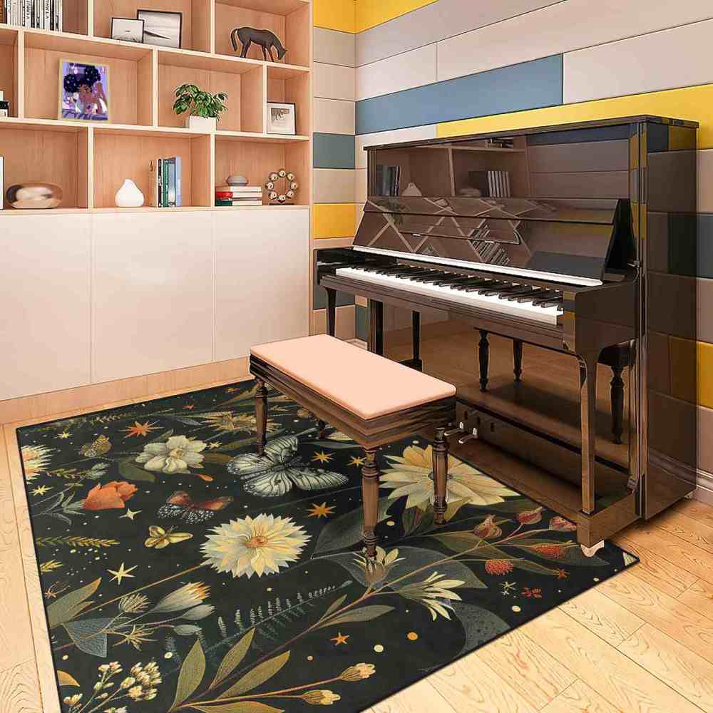 Vintage Botanical Butterfly Girls Nursery Area Rug | CozyLil