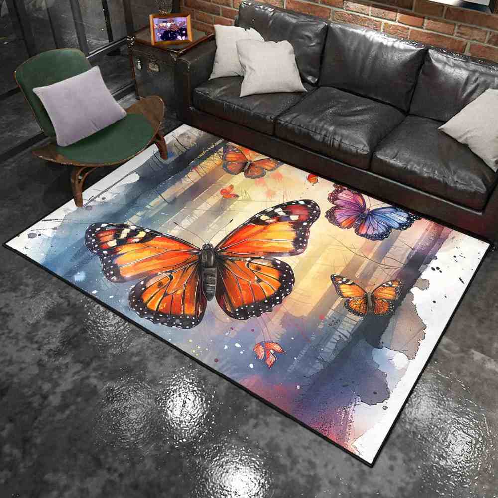 Watercolor Forest Monarch Butterfly Nursery Mat | CozyLil