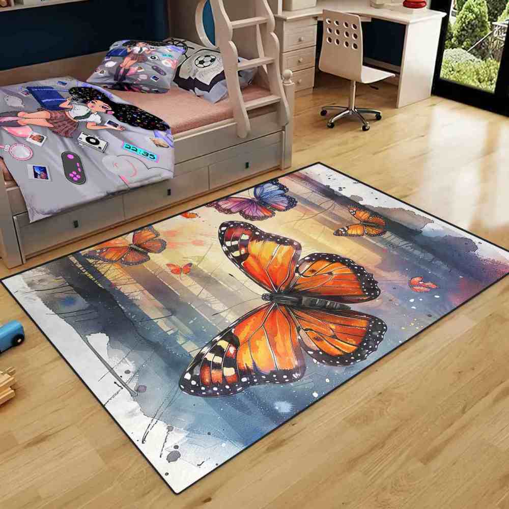 Watercolor Forest Monarch Butterfly Nursery Mat | CozyLil