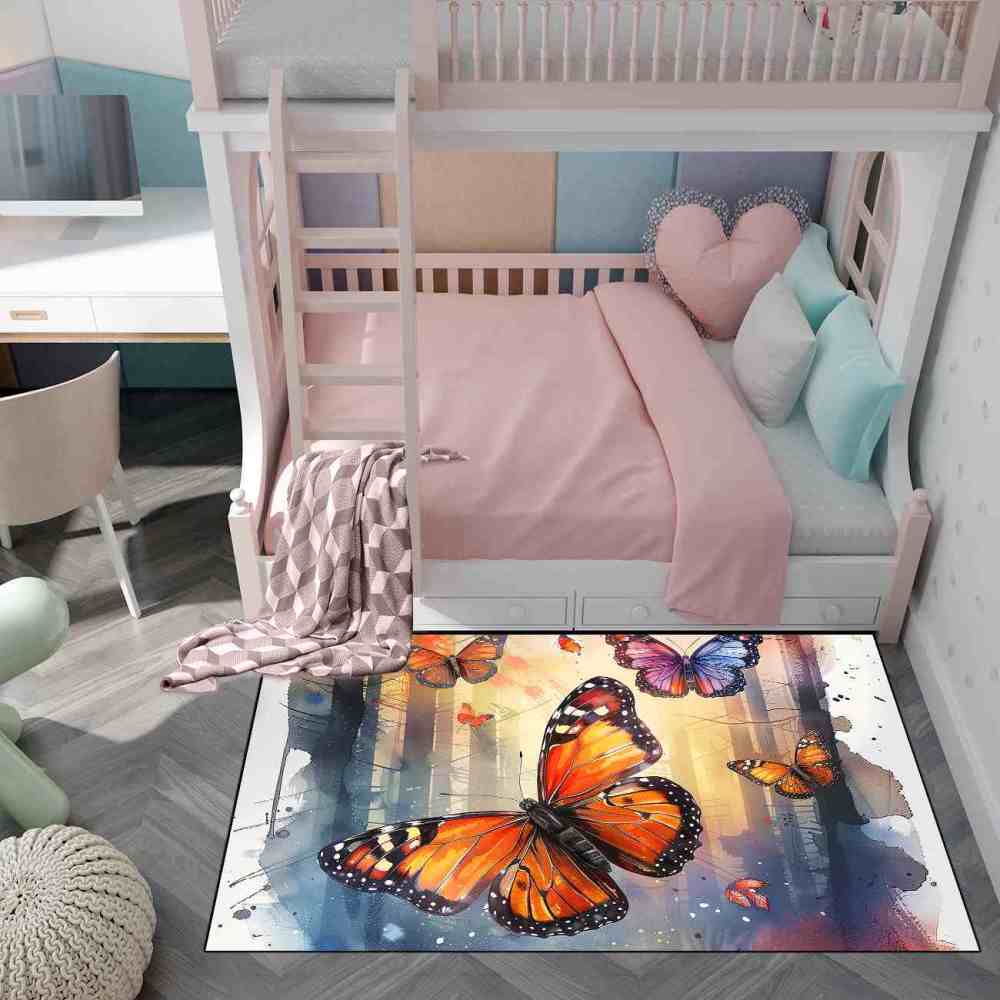 Watercolor Forest Monarch Butterfly Nursery Mat | CozyLil