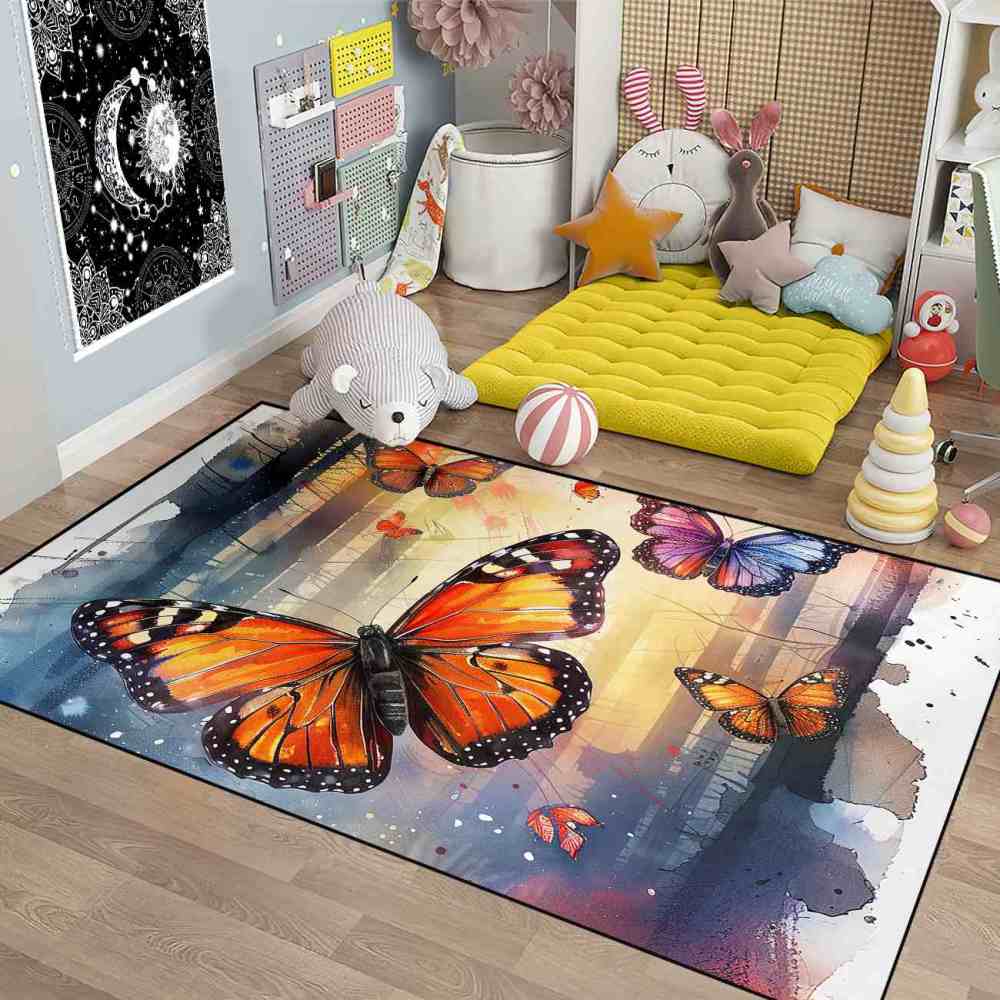 Watercolor Forest Monarch Butterfly Nursery Mat | CozyLil