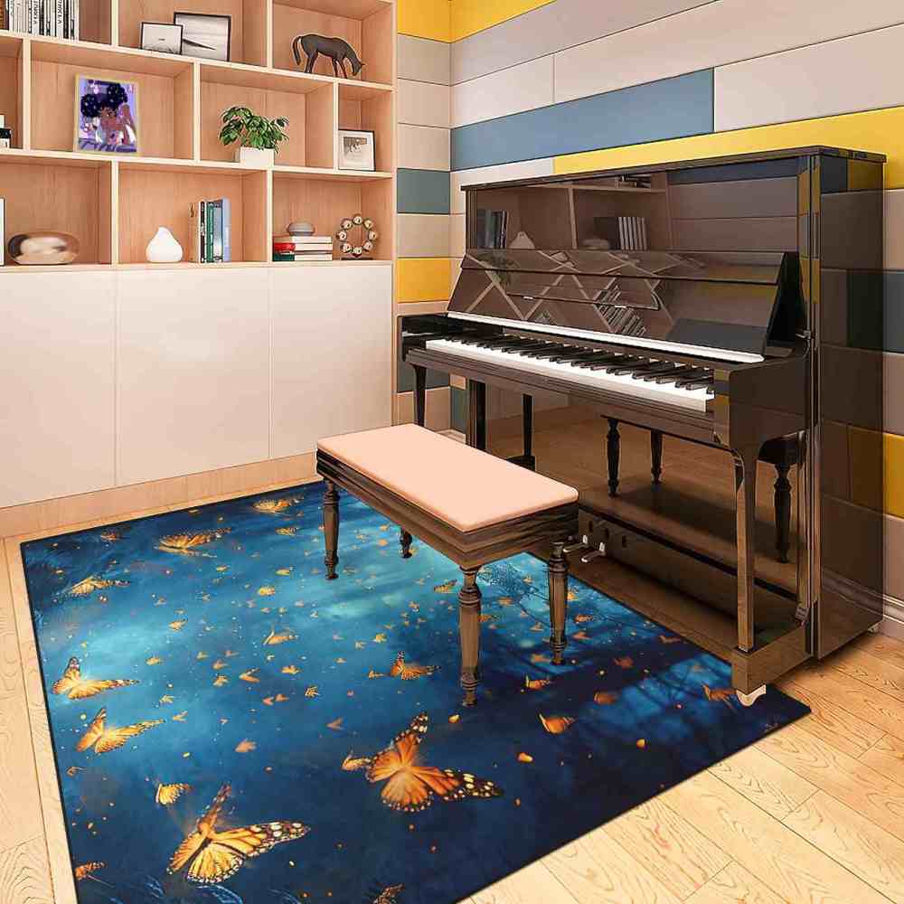 Fantasy Blue Forest Butterfly Kids Playroom Rug | CozyLil