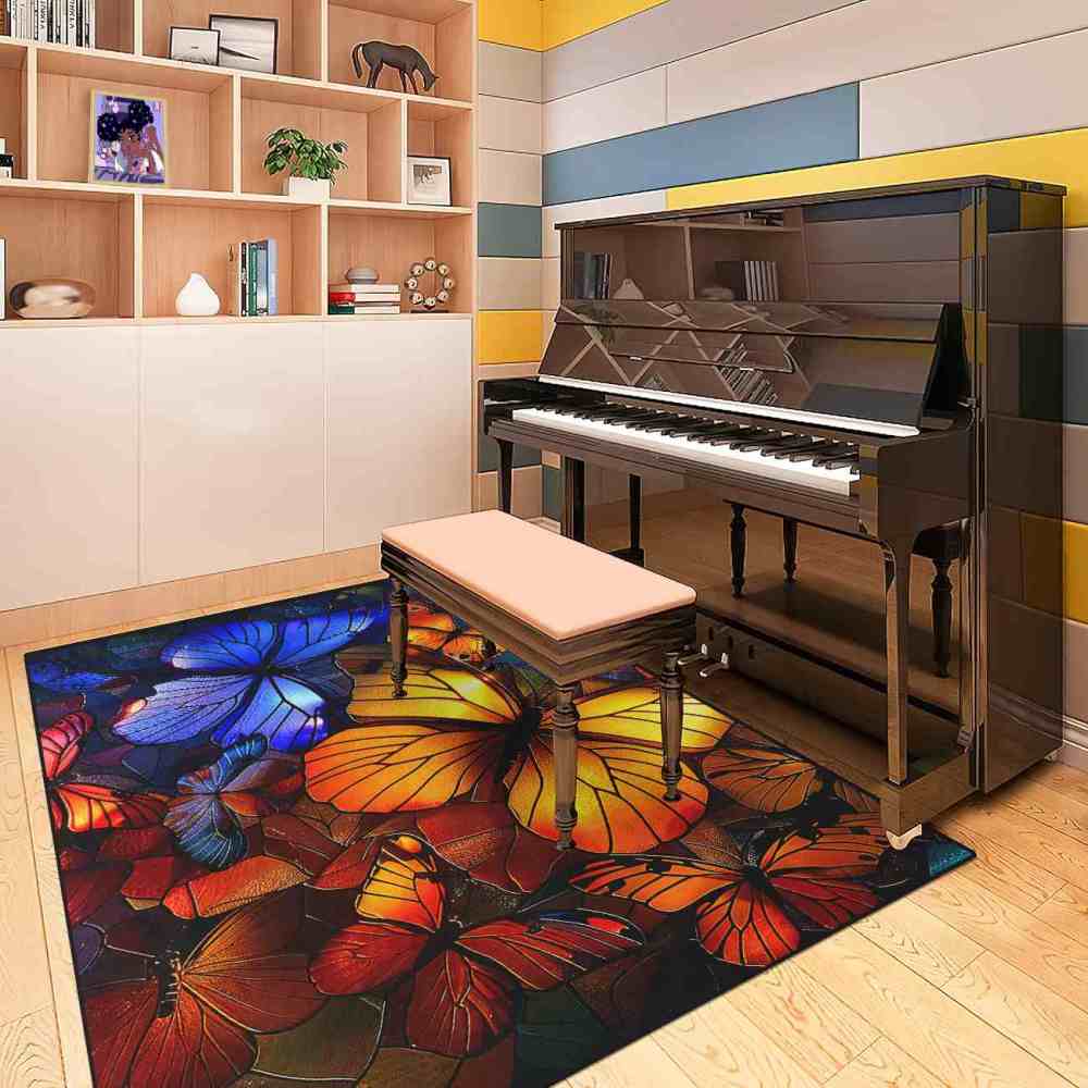 Stained Glass Style Colorful Butterfly Kids Rug | CozyLil