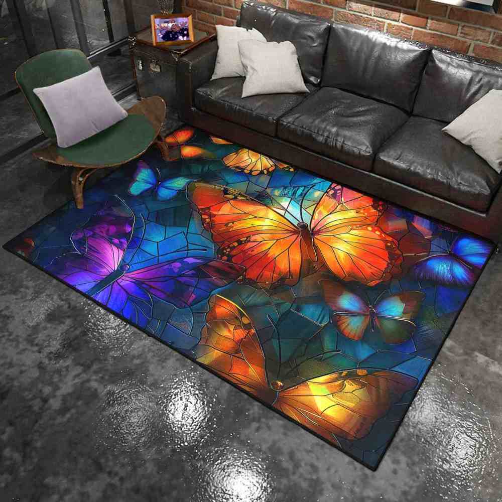 Vibrant Mosaic Stained Glass Butterfly Play Mat | CozyLil