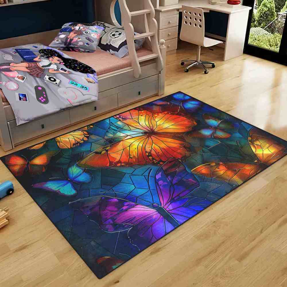 Vibrant Mosaic Stained Glass Butterfly Play Mat | CozyLil