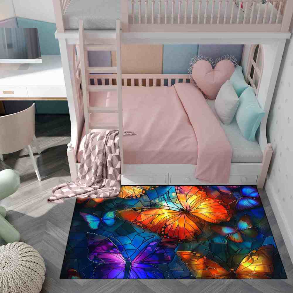 Vibrant Mosaic Stained Glass Butterfly Play Mat | CozyLil