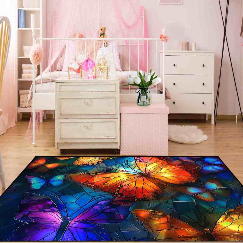 Vibrant Mosaic Stained Glass Butterfly Play Mat | CozyLil