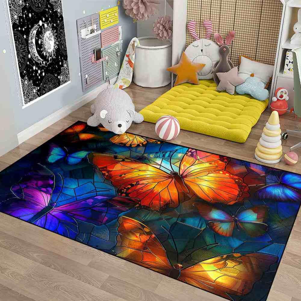 Vibrant Mosaic Stained Glass Butterfly Play Mat | CozyLil