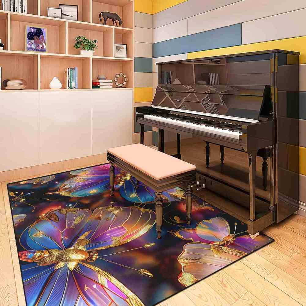 Majestic Purple Gold Butterfly Playroom Rug for Girls Nursery | CozyLil