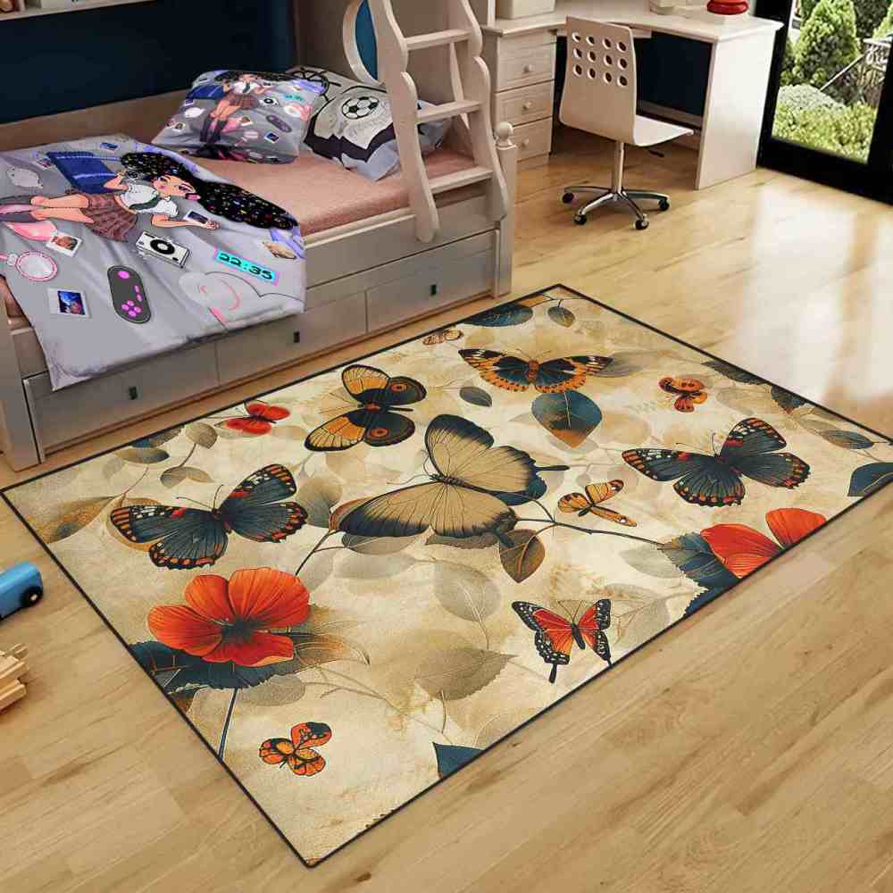 Vintage Floral Butterfly Play Mat for Kids Nursery Bedroom | CozyLil