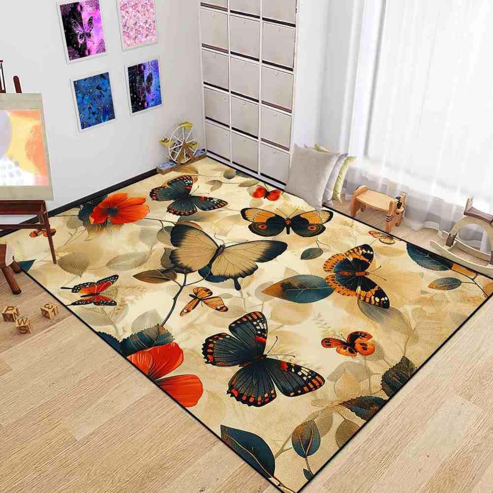 Vintage Floral Butterfly Play Mat for Kids Nursery Bedroom | CozyLil