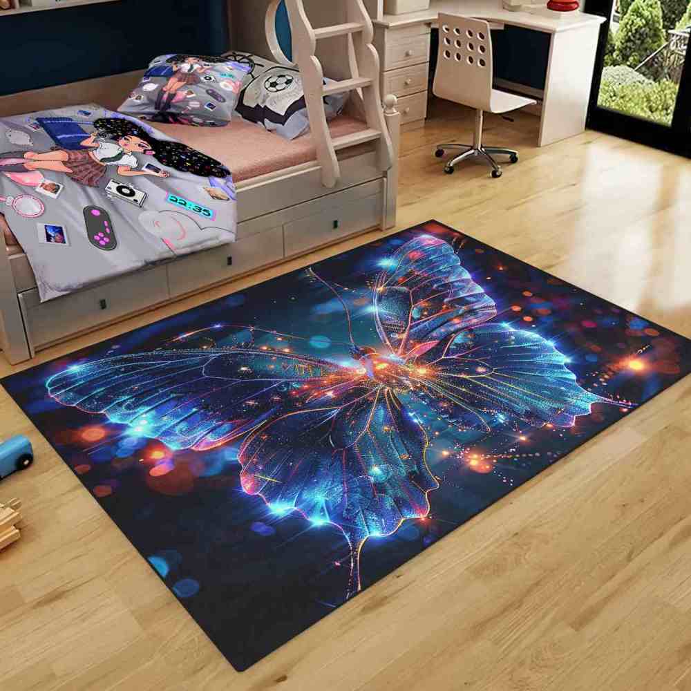 Radiant Fantasy Butterfly Playroom Rug for Girls Bedroom | CozyLil