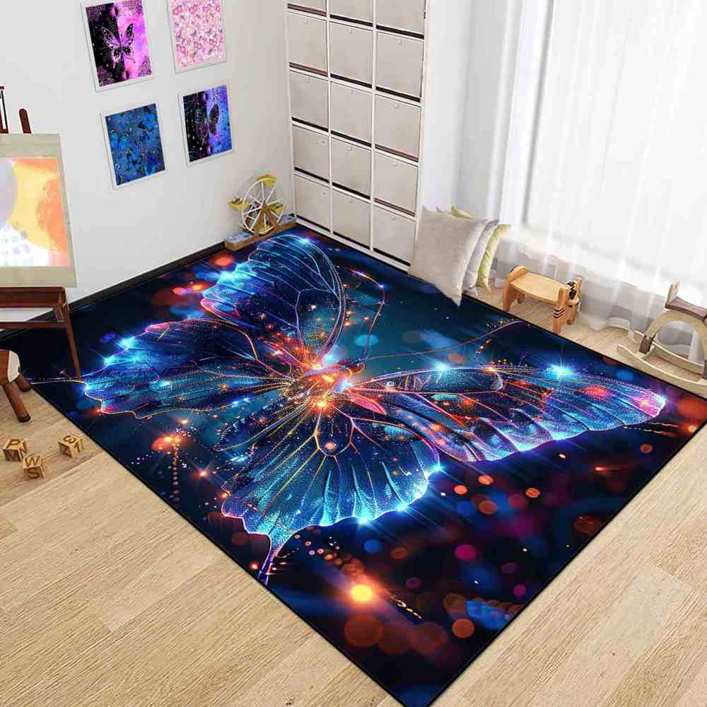 Radiant Fantasy Butterfly Playroom Rug for Girls Bedroom | CozyLil