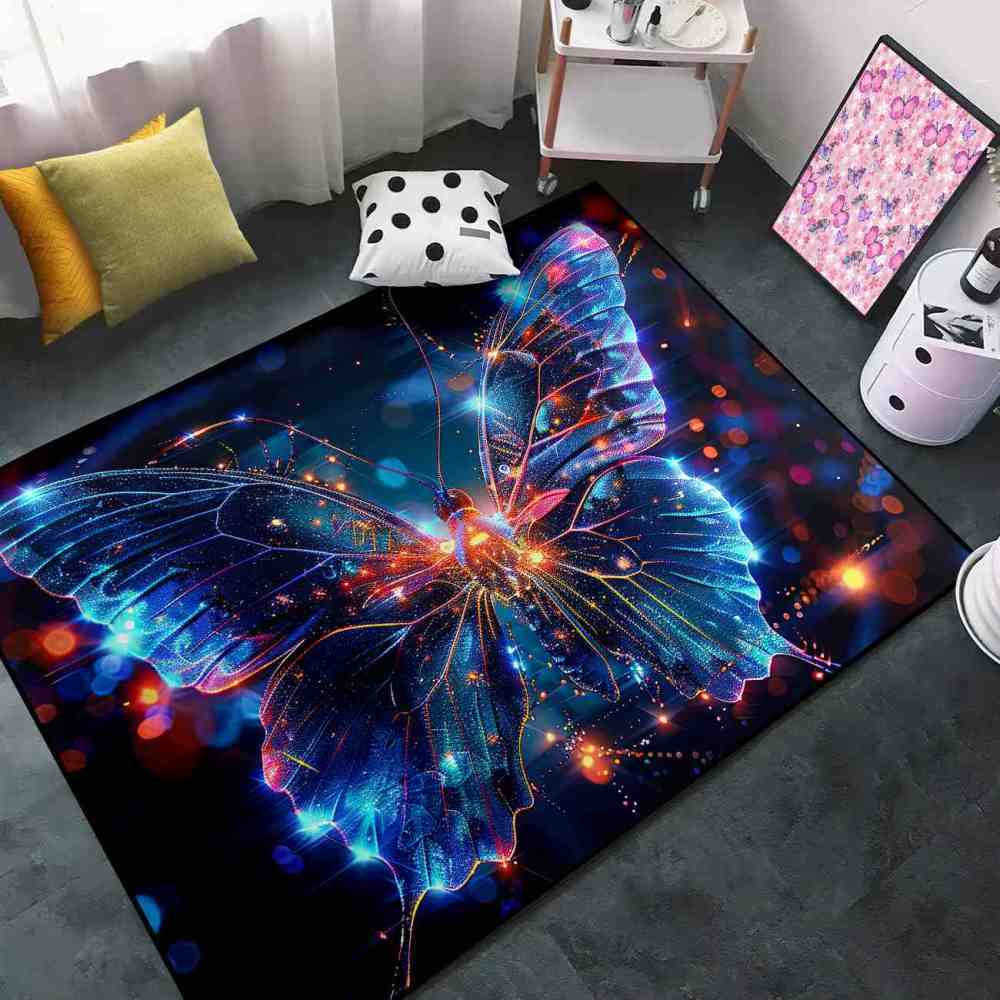 Radiant Fantasy Butterfly Playroom Rug for Girls Bedroom | CozyLil