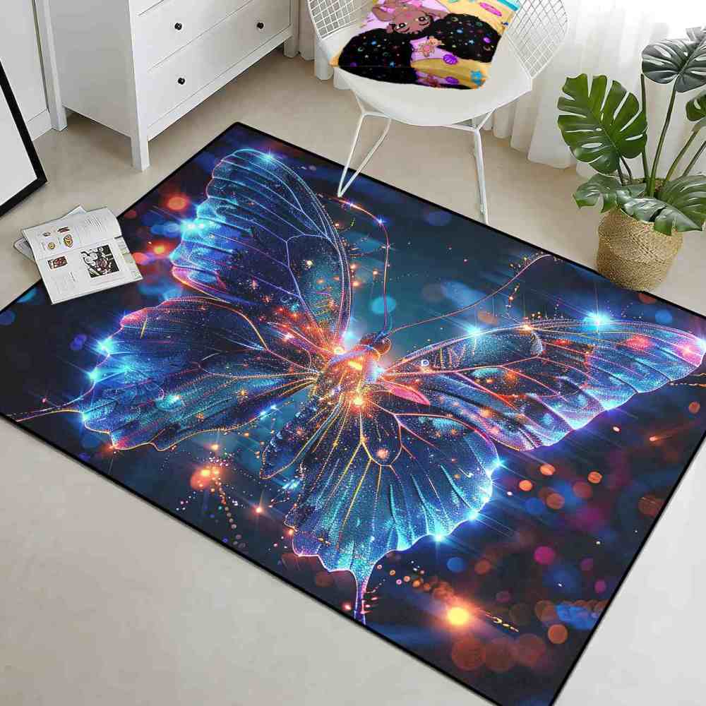 Radiant Fantasy Butterfly Playroom Rug for Girls Bedroom | CozyLil