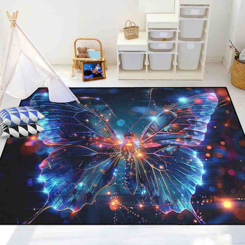 Radiant Fantasy Butterfly Playroom Rug for Girls Bedroom | CozyLil