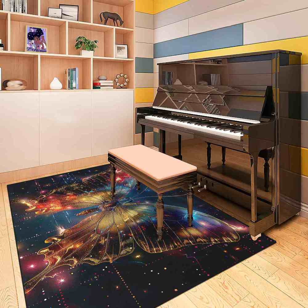 Golden Starry Butterfly Nursery Floor Mat Kids Room Decor | CozyLil