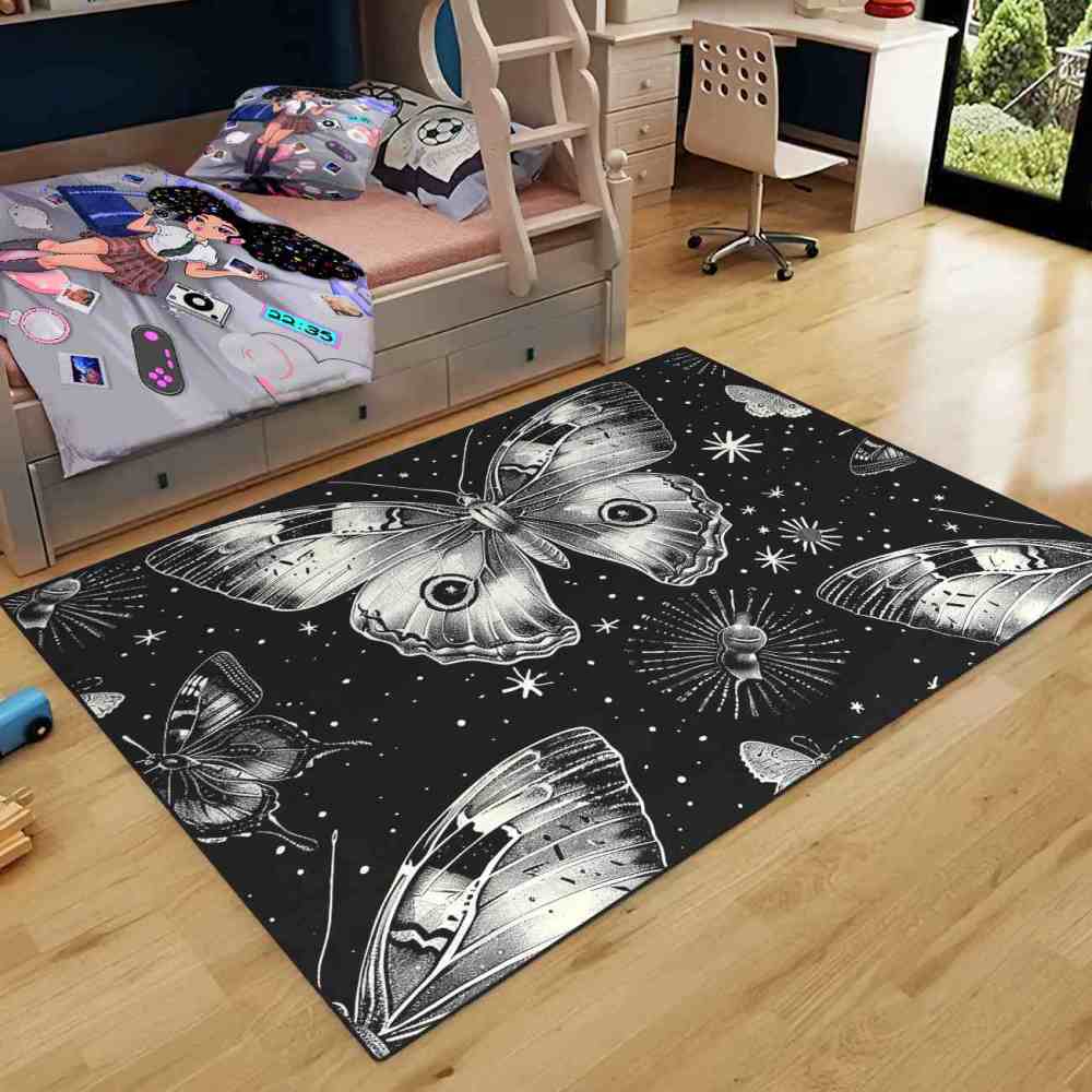 Monochrome Starry Night Butterfly Play Mat for Kids Nursery | CozyLil