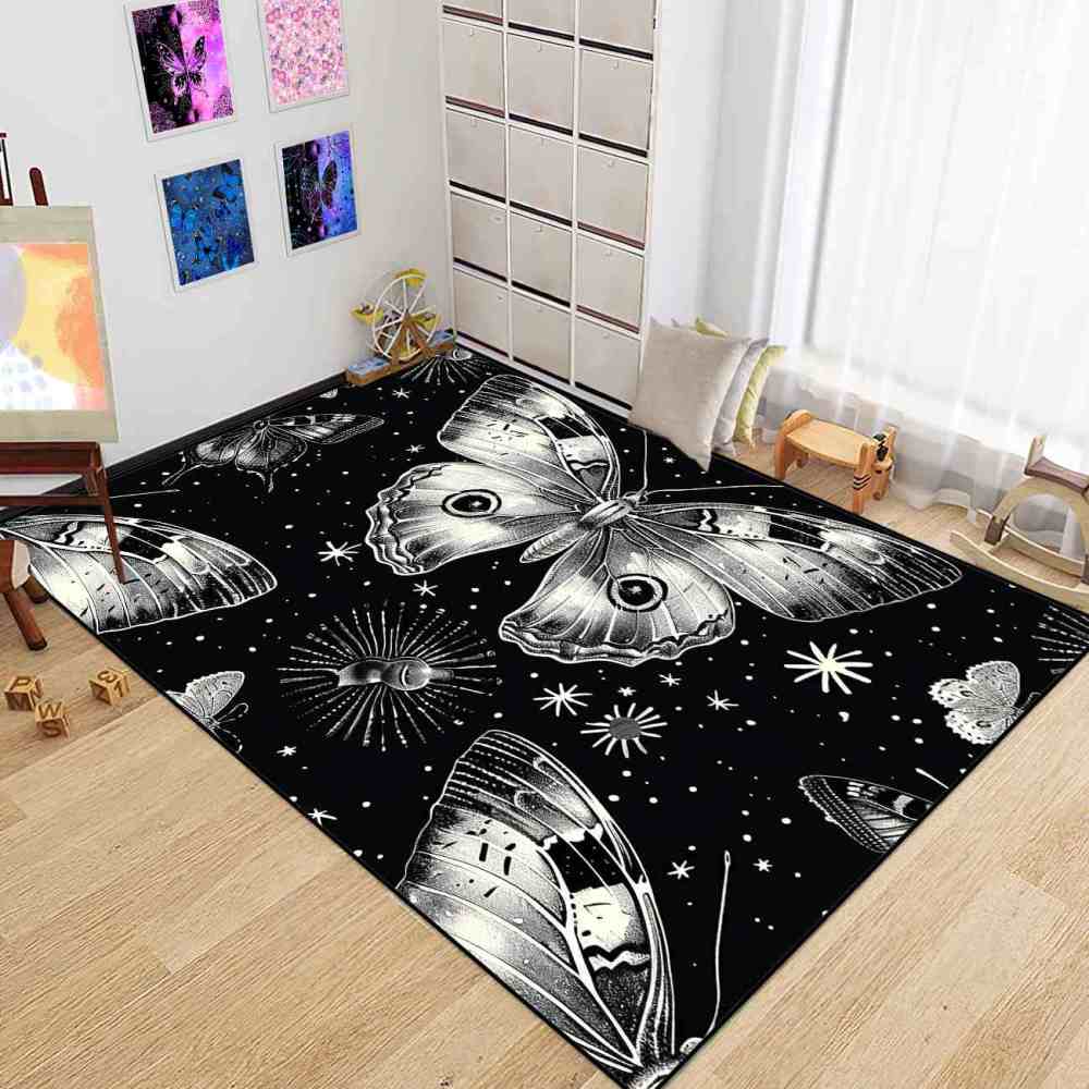 Monochrome Starry Night Butterfly Play Mat for Kids Nursery | CozyLil