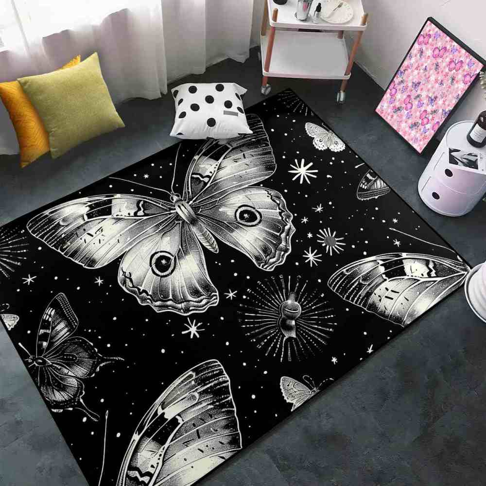 Monochrome Starry Night Butterfly Play Mat for Kids Nursery | CozyLil