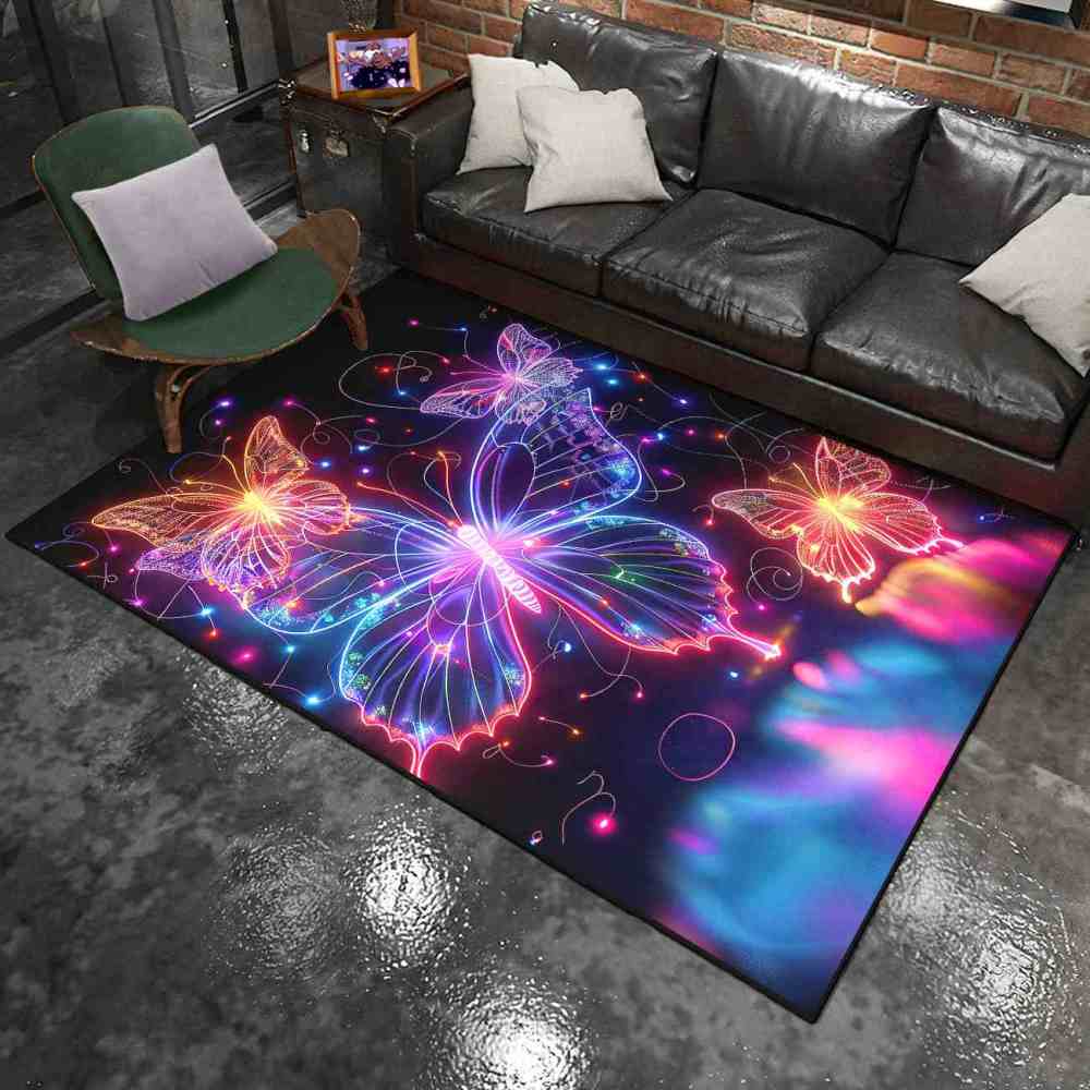 Radiant Butterfly Girls Bedroom Area Rug Vibrant Starburst Play Mat | CozyLil