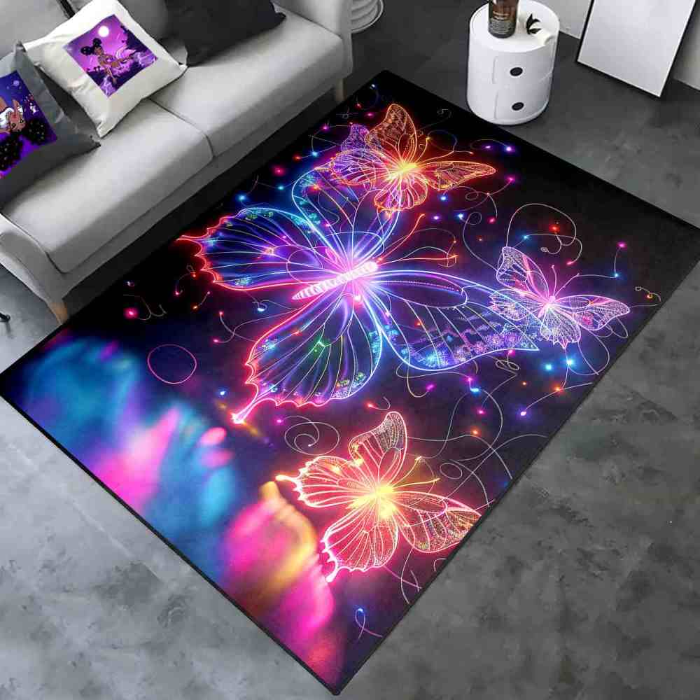 Radiant Butterfly Girls Bedroom Area Rug Vibrant Starburst Play Mat | CozyLil