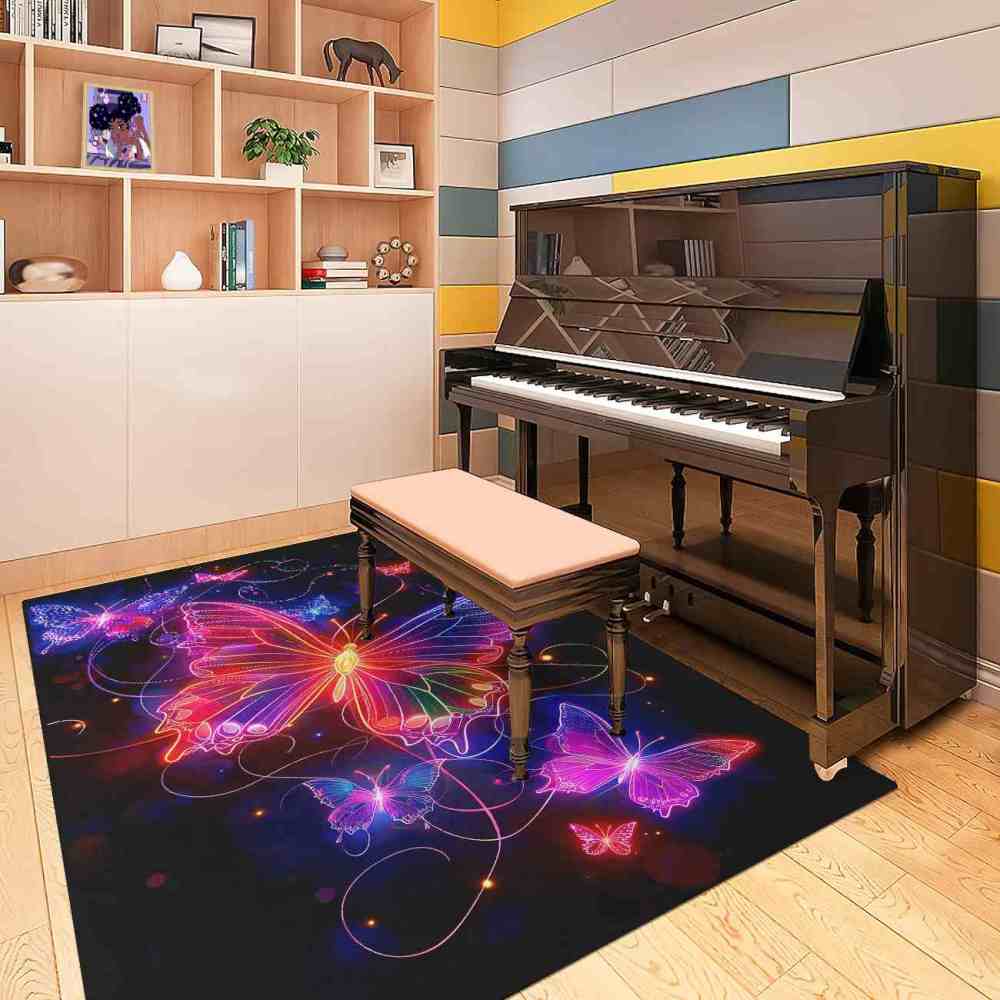 Brilliant Magenta Butterfly Girls Bedroom Area Rug Bokeh Print Mat | CozyLil