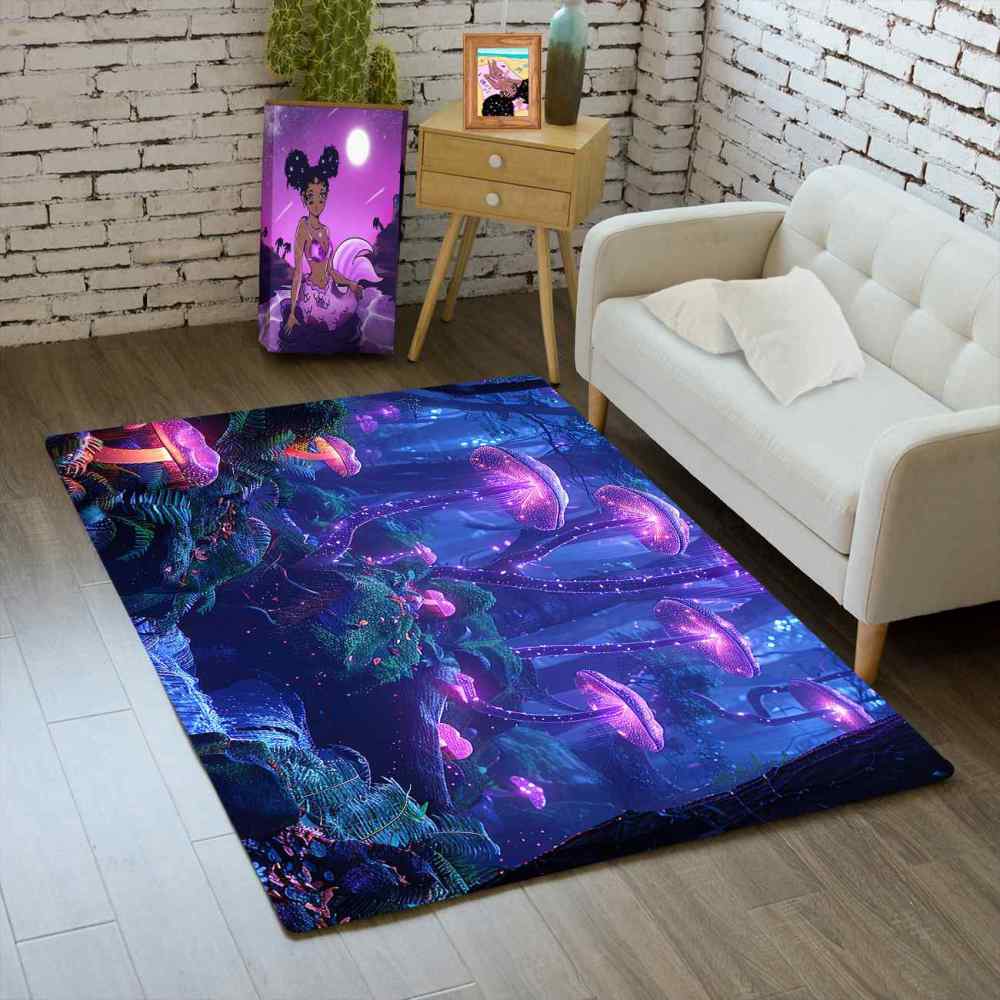 Twilight Purple Mushroom Area Rug Fantasy Teen Room Decor | CozyLil