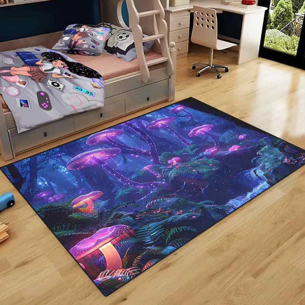 Twilight Purple Mushroom Area Rug Fantasy Teen Room Decor | CozyLil