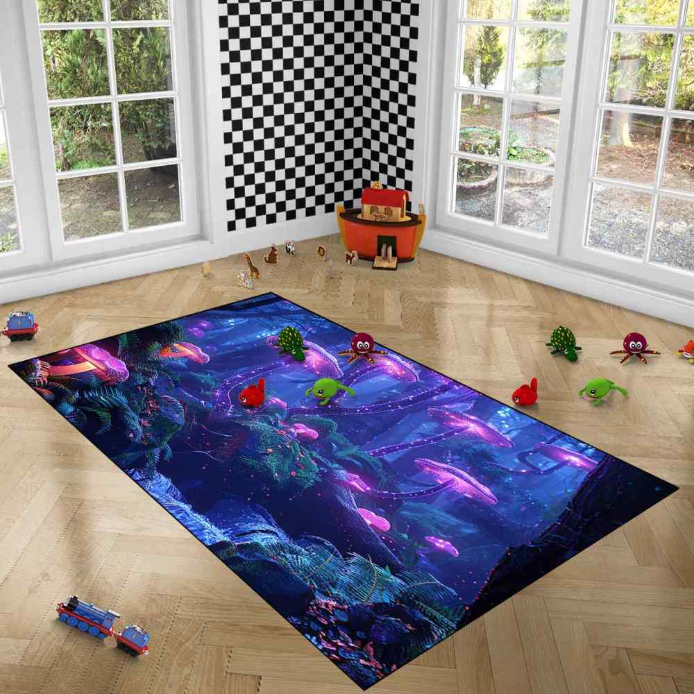 Twilight Purple Mushroom Area Rug Fantasy Teen Room Decor | CozyLil
