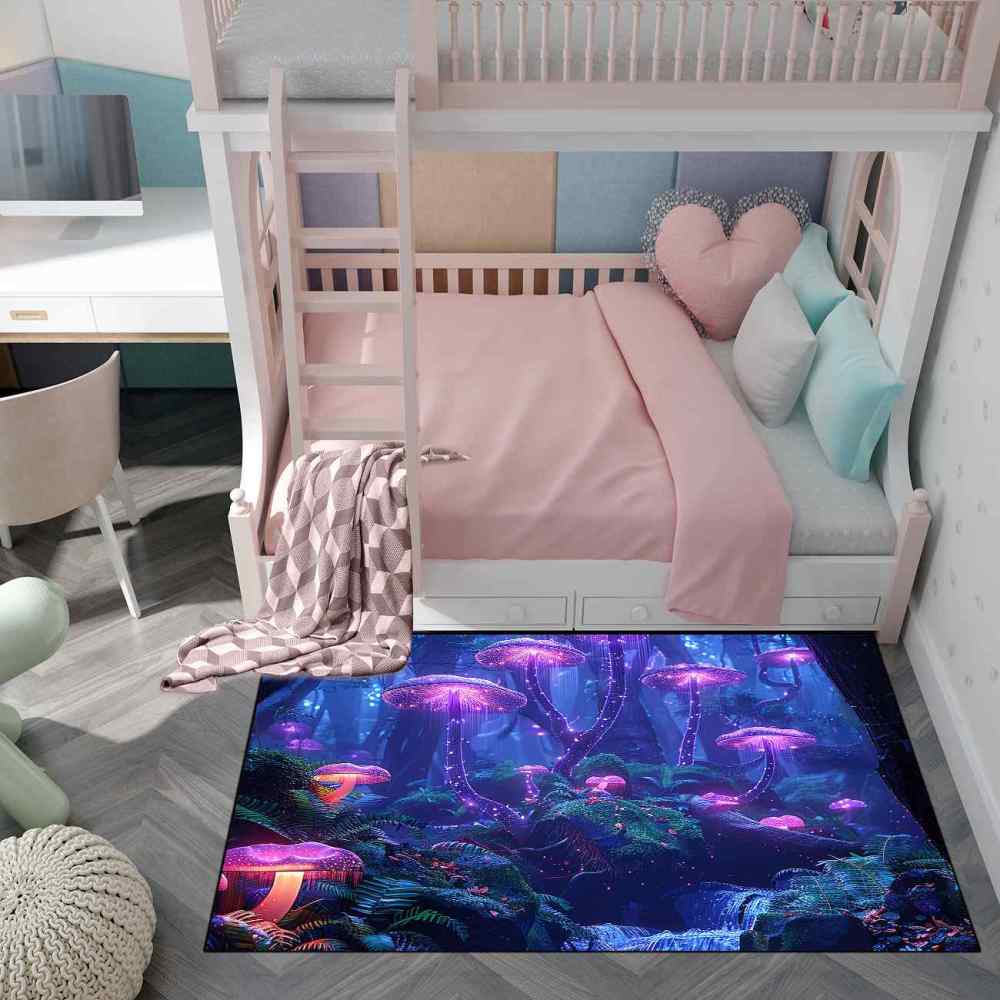 Twilight Purple Mushroom Area Rug Fantasy Teen Room Decor | CozyLil