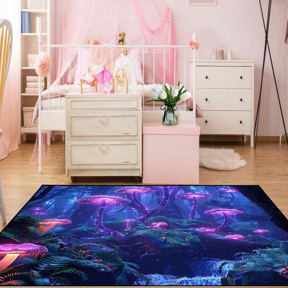 Twilight Purple Mushroom Area Rug Fantasy Teen Room Decor | CozyLil