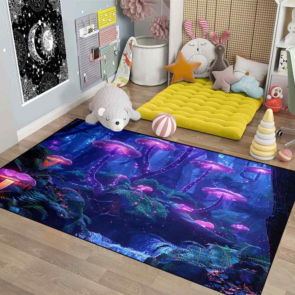 Twilight Purple Mushroom Area Rug Fantasy Teen Room Decor | CozyLil