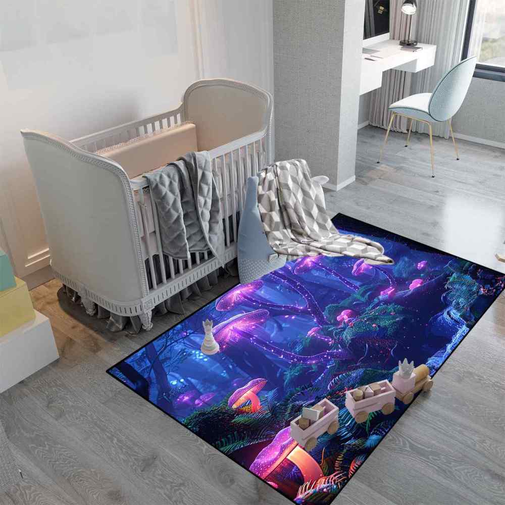 Twilight Purple Mushroom Area Rug Fantasy Teen Room Decor | CozyLil