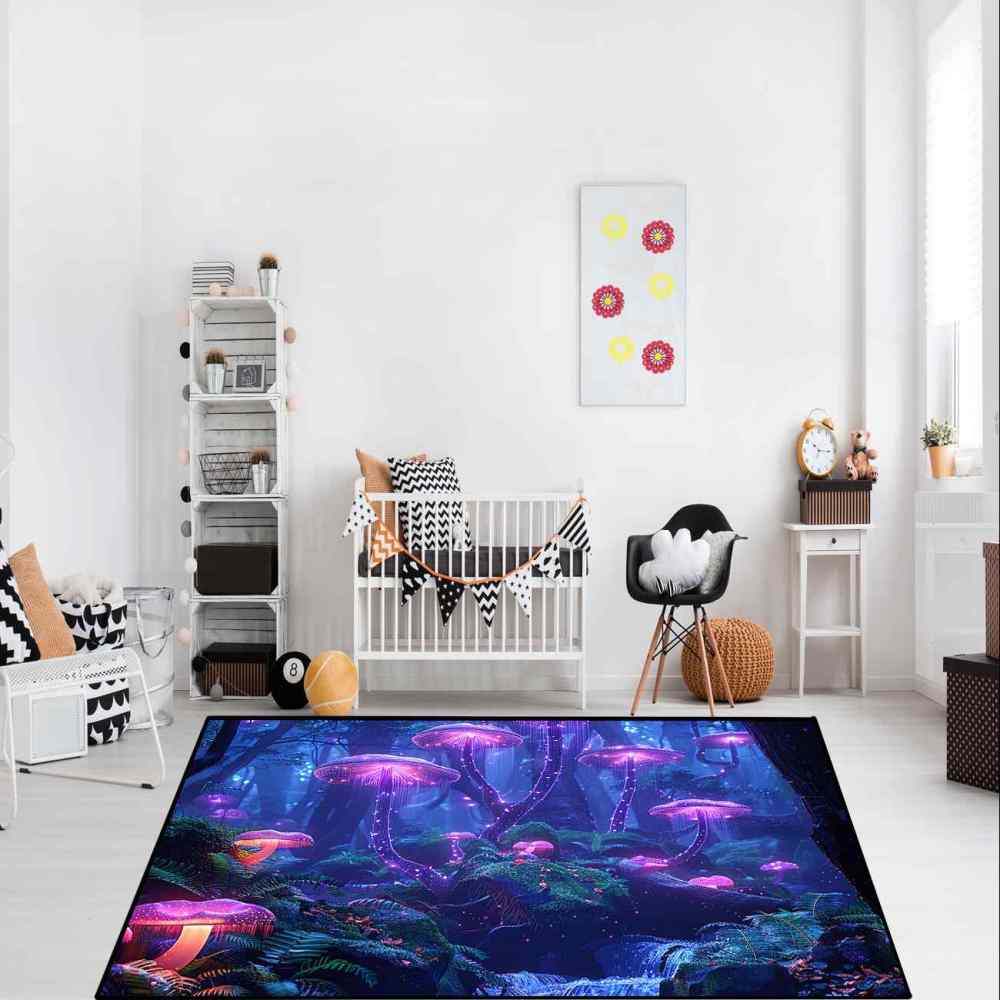 Twilight Purple Mushroom Area Rug Fantasy Teen Room Decor | CozyLil