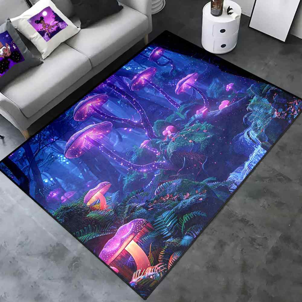 Twilight Purple Mushroom Area Rug Fantasy Teen Room Decor | CozyLil