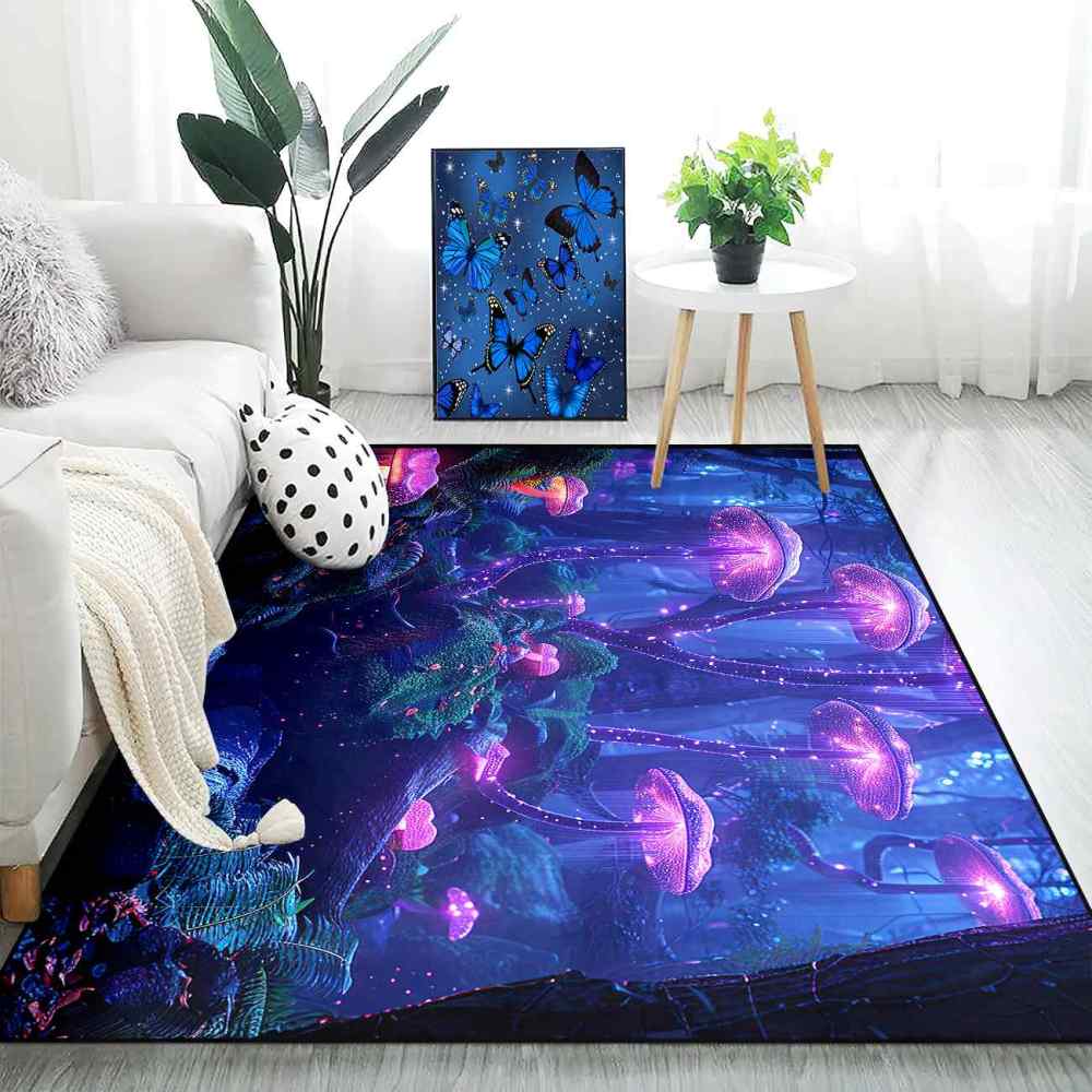 Twilight Purple Mushroom Area Rug Fantasy Teen Room Decor | CozyLil