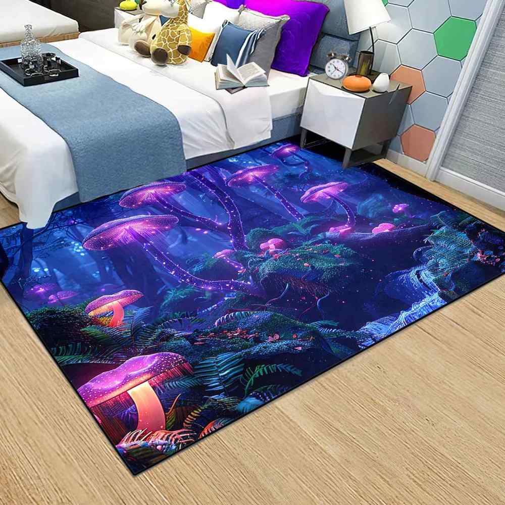 Twilight Purple Mushroom Area Rug Fantasy Teen Room Decor | CozyLil