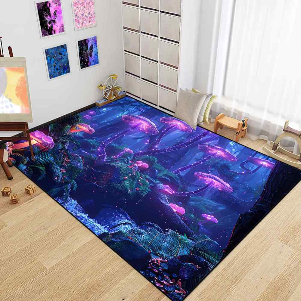 Twilight Purple Mushroom Area Rug Fantasy Teen Room Decor | CozyLil