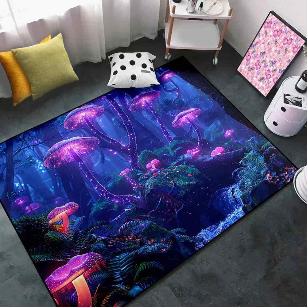 Twilight Purple Mushroom Area Rug Fantasy Teen Room Decor | CozyLil