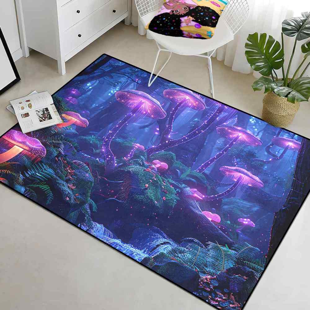Twilight Purple Mushroom Area Rug Fantasy Teen Room Decor | CozyLil