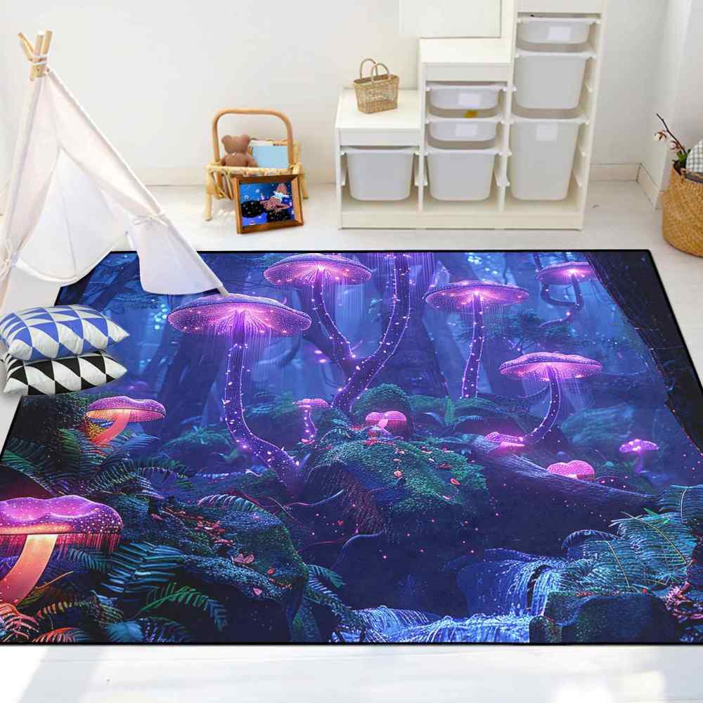 Twilight Purple Mushroom Area Rug Fantasy Teen Room Decor | CozyLil